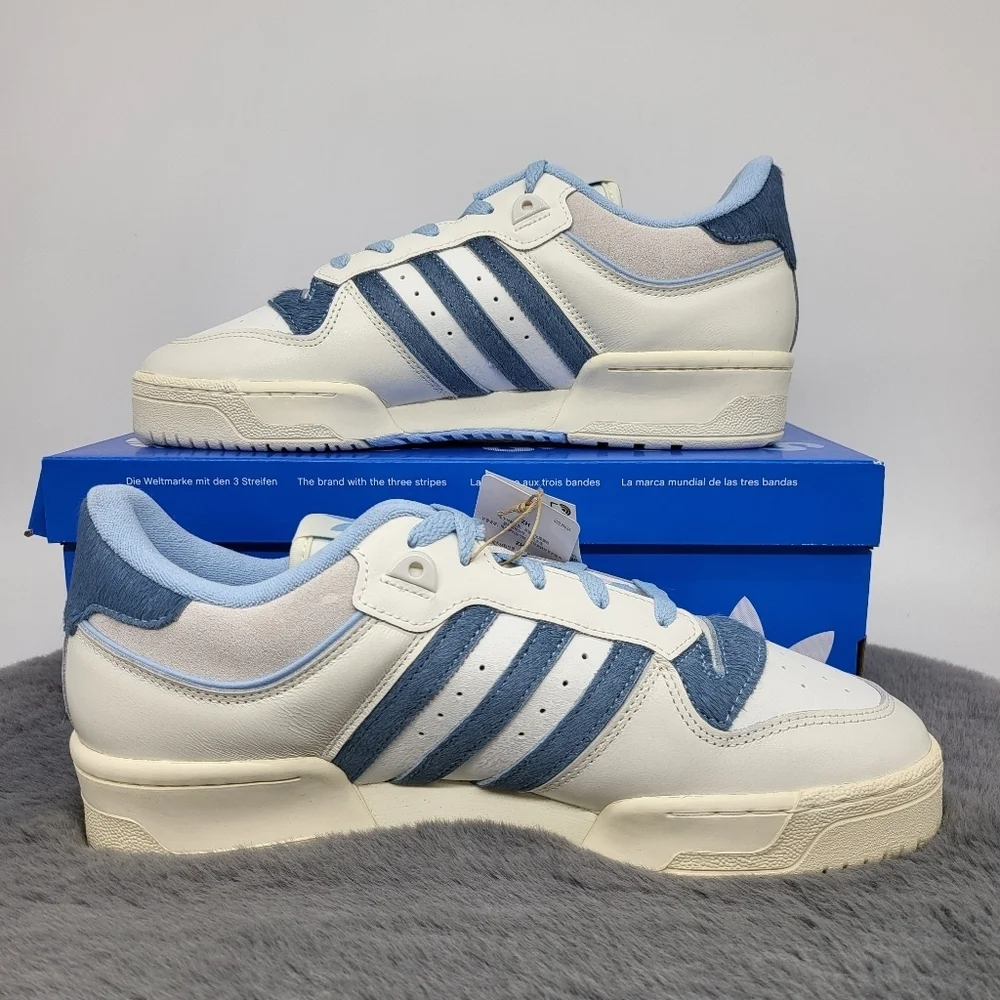 New Adidas Rivalry Low 86 'Off White Clear Sky Pony-Hair' Men's Shoes Size 10